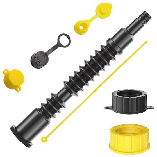 Old Style Gas Can Spout Replacement Kit - 3 Piece Set With Nozzles, Screw Collar & Vent Caps
