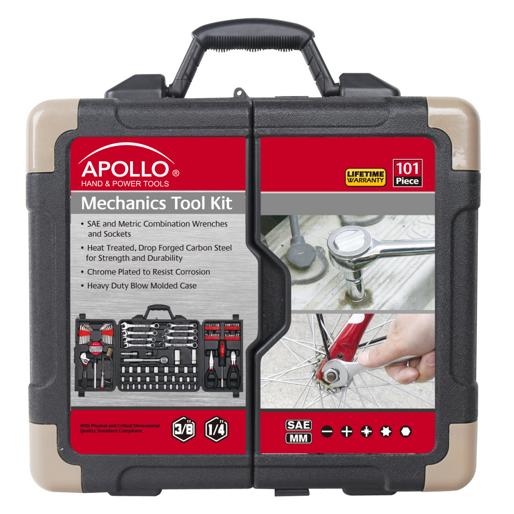 101 Piece SAE & Metric Mechanic Tool Set for Vehicle and Home Maintenance