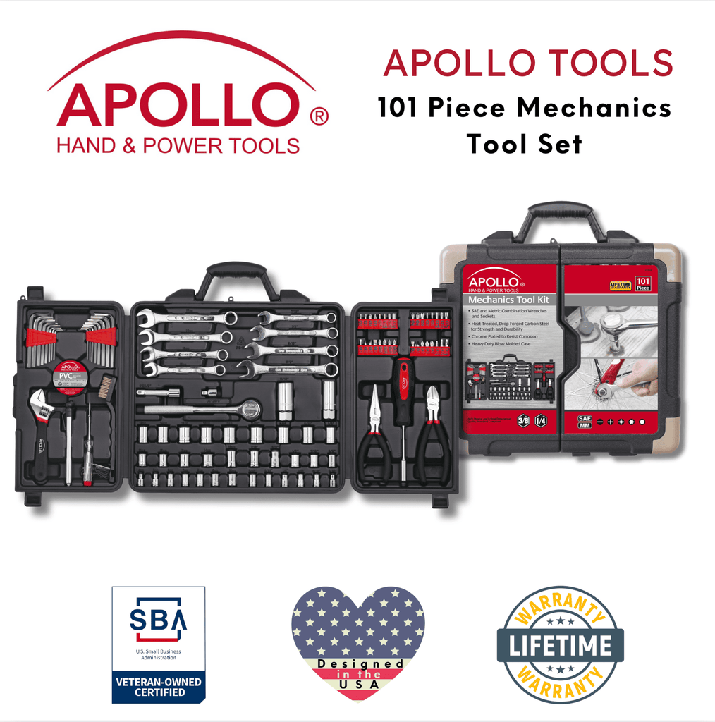 101 Piece SAE & Metric Mechanic Tool Set for Vehicle and Home Maintenance