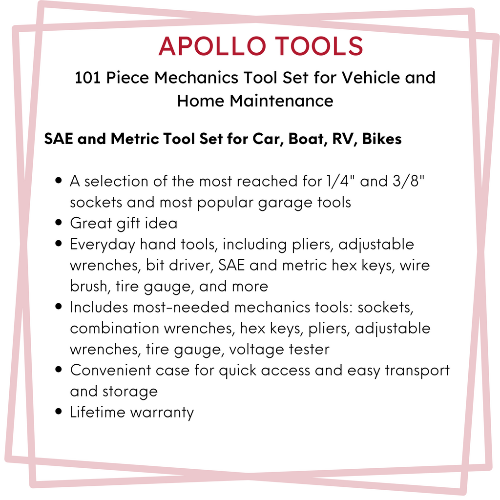 101 Piece SAE & Metric Mechanic Tool Set for Vehicle and Home Maintenance
