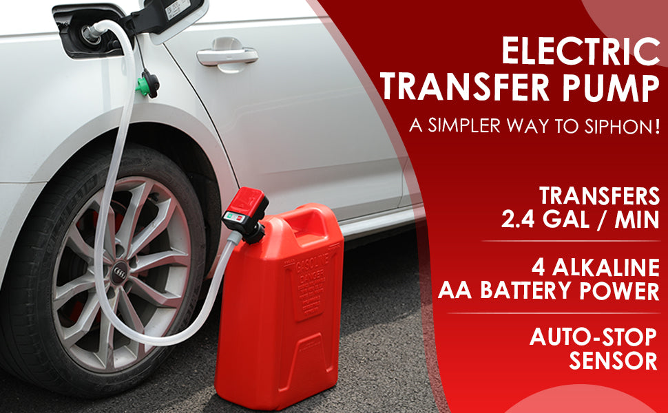 Automatic Fuel Transfer Pump - AA Battery Powered, Gas Pump With Quick Flow Cont Automatic Fuel Transfer Pump - AA Battery Powered, Gas Pump With Quick Flow Cont